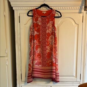 Max Studio Coral and Pink Floral Shift Dress